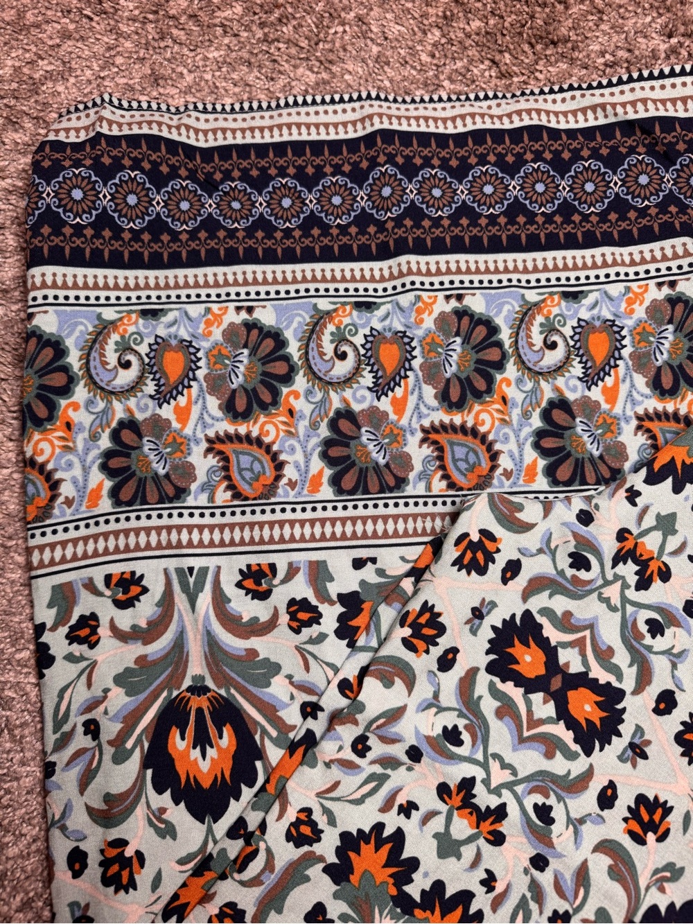 Sage Green Floral Paisley Pants with Smocked Waistband - Picture 6 of 9